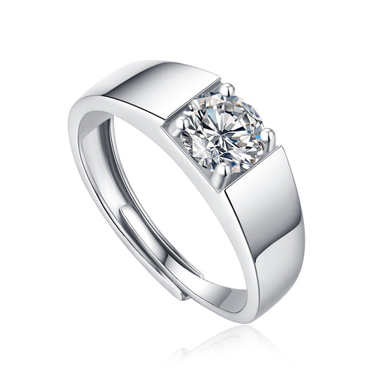 Sterling silver moissanite engagement ring with radiant beauty