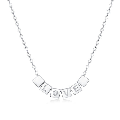 LOVE 0.15ct Round Moissanite Necklace on S925 Silver Chain: Timeless Elegance