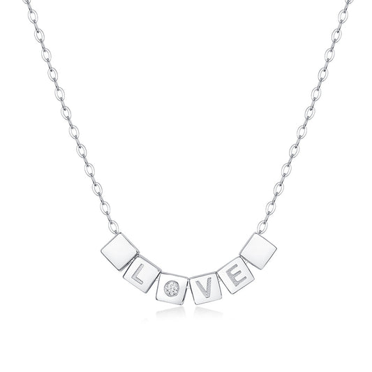 LOVE 0.15ct Round Moissanite Necklace on S925 Silver Chain: Timeless Elegance