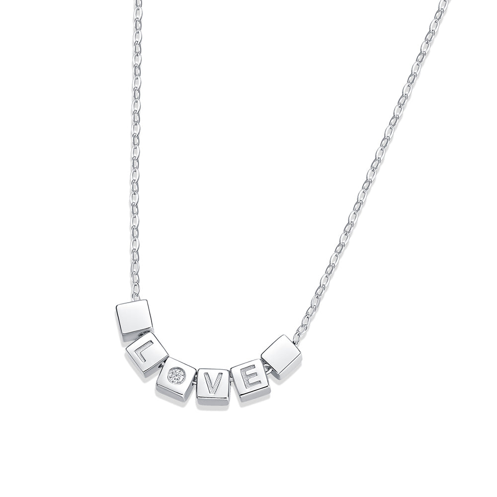 LOVE 0.15ct Round Moissanite Necklace on S925 Silver Chain: Timeless Elegance