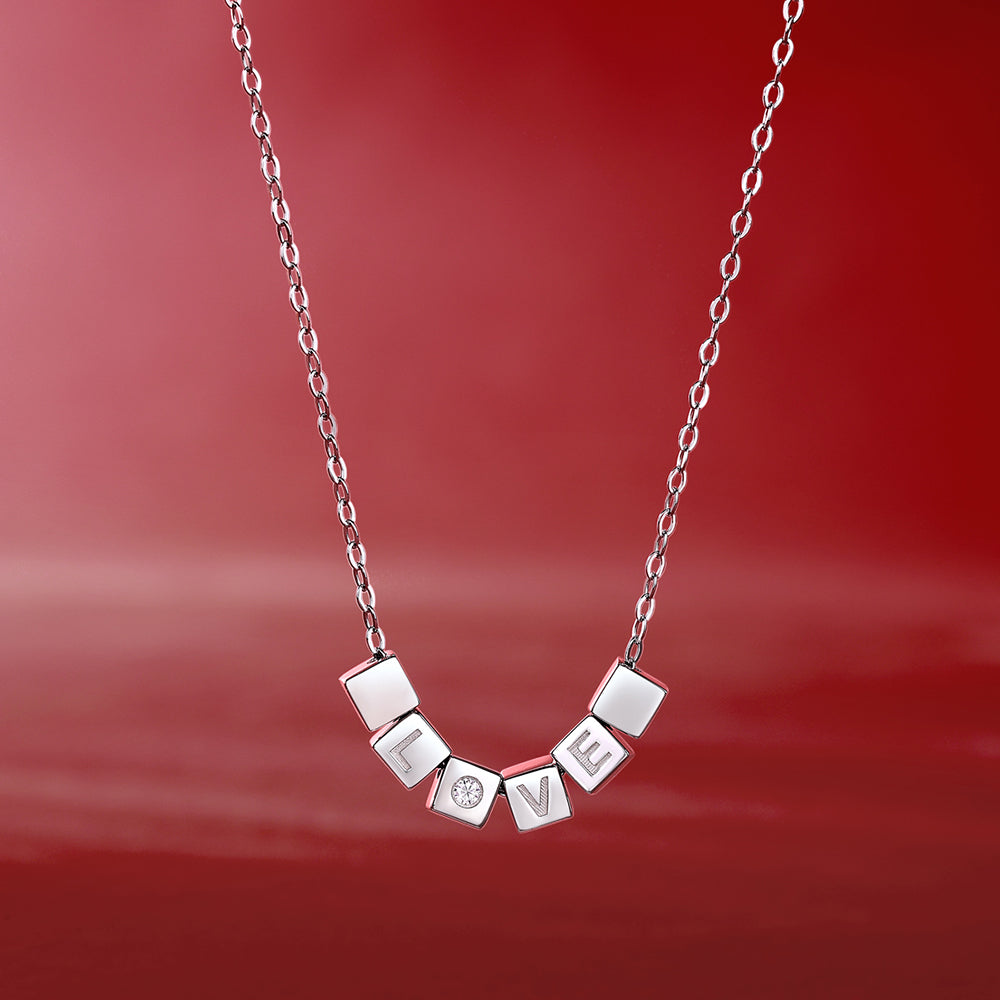 LOVE 0.15ct Round Moissanite Necklace on S925 Silver Chain: Timeless Elegance