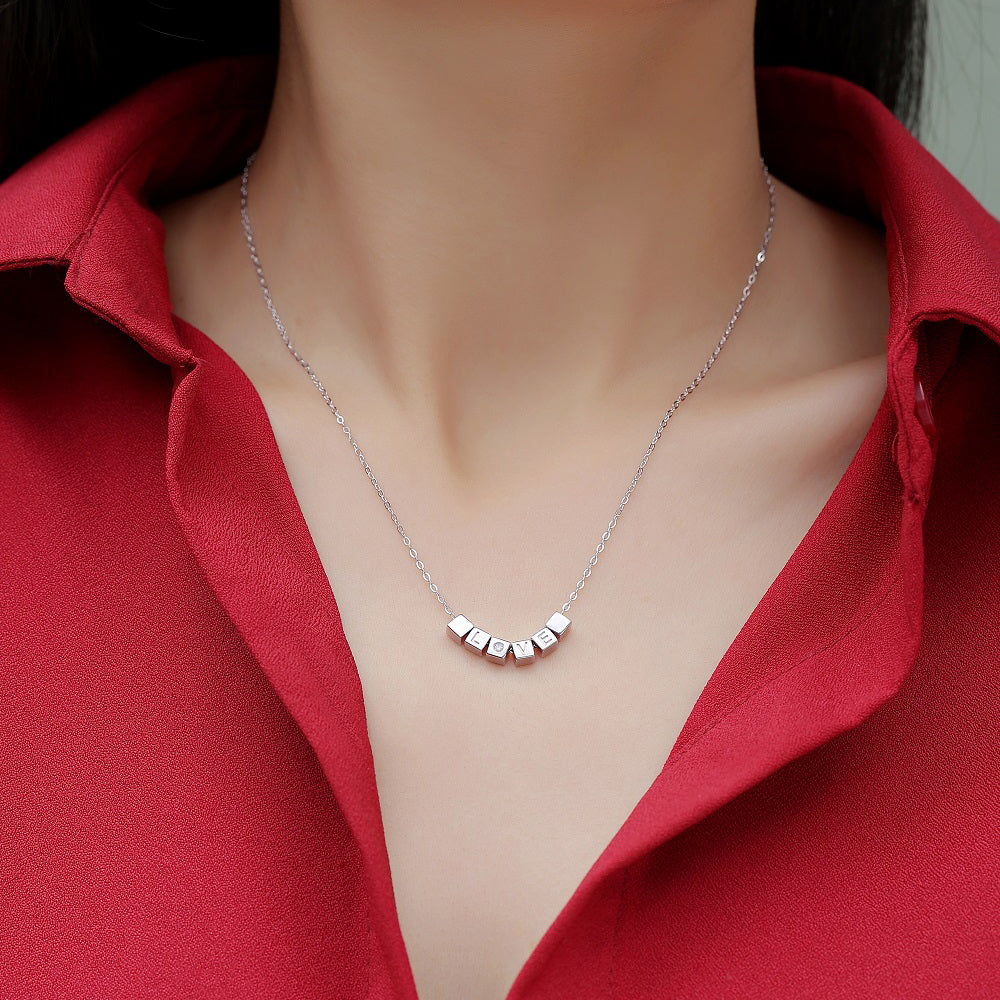 LOVE 0.15ct Round Moissanite Necklace on S925 Silver Chain: Timeless Elegance