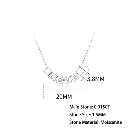 LOVE 0.15ct Round Moissanite Necklace on S925 Silver Chain: Timeless Elegance