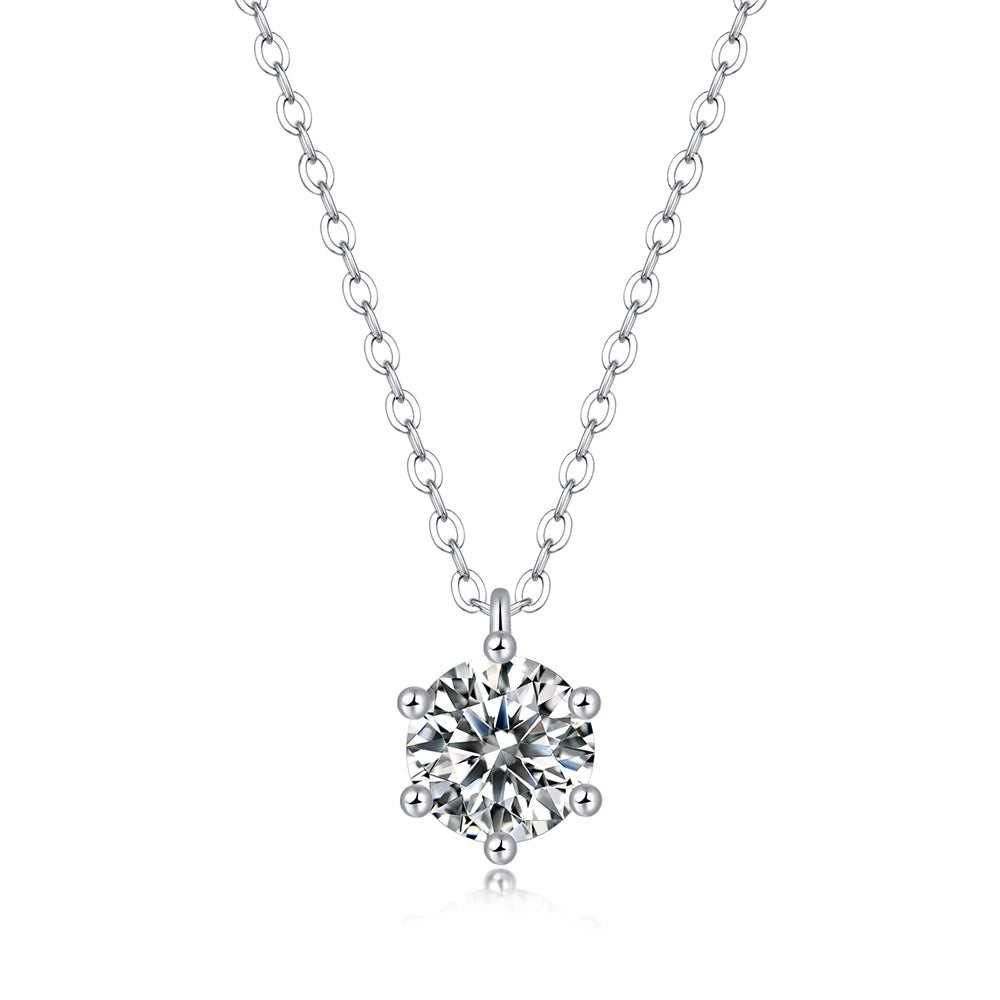 Round Moissanite Pendant in S925 Silver, 1ct of Pure Luxury