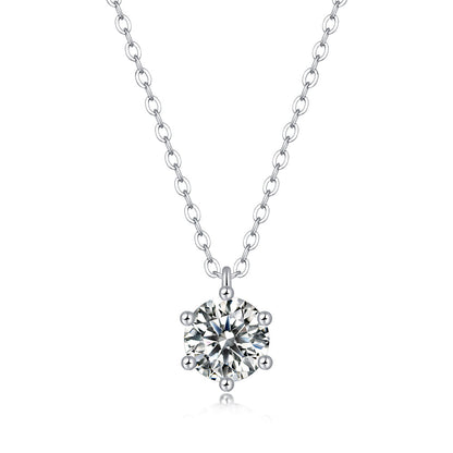 Round Moissanite Pendant in S925 Silver, 1ct of Pure Luxury