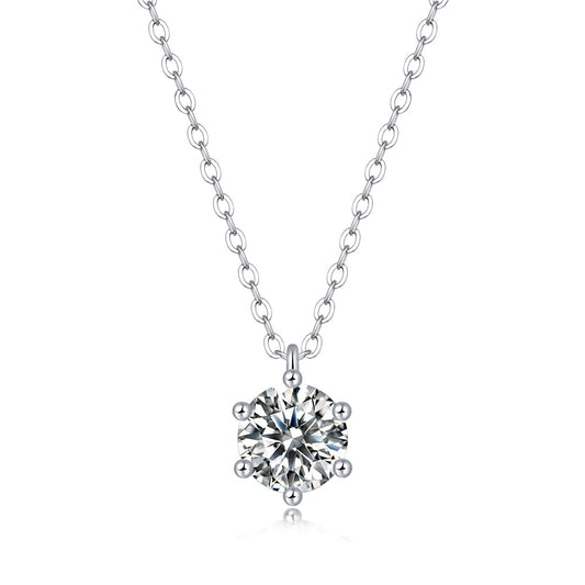 Round Moissanite Pendant in S925 Silver, 1ct of Pure Luxury