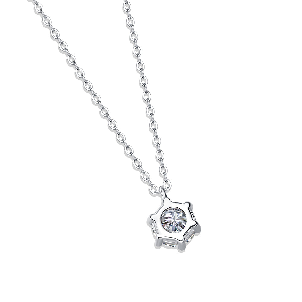 Round Moissanite Pendant in S925 Silver, 1ct of Pure Luxury