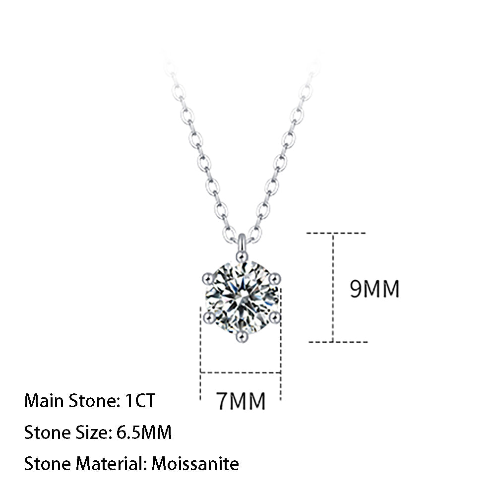 Round Moissanite Pendant in S925 Silver, 1ct of Pure Luxury