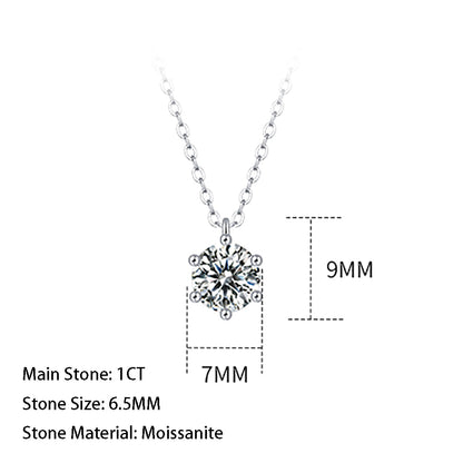 Round Moissanite Pendant in S925 Silver, 1ct of Pure Luxury