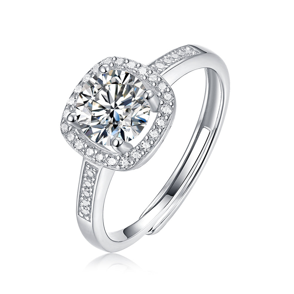 Women's Sparkling 1 Carat Moissanite Solitaire Ring in Silver