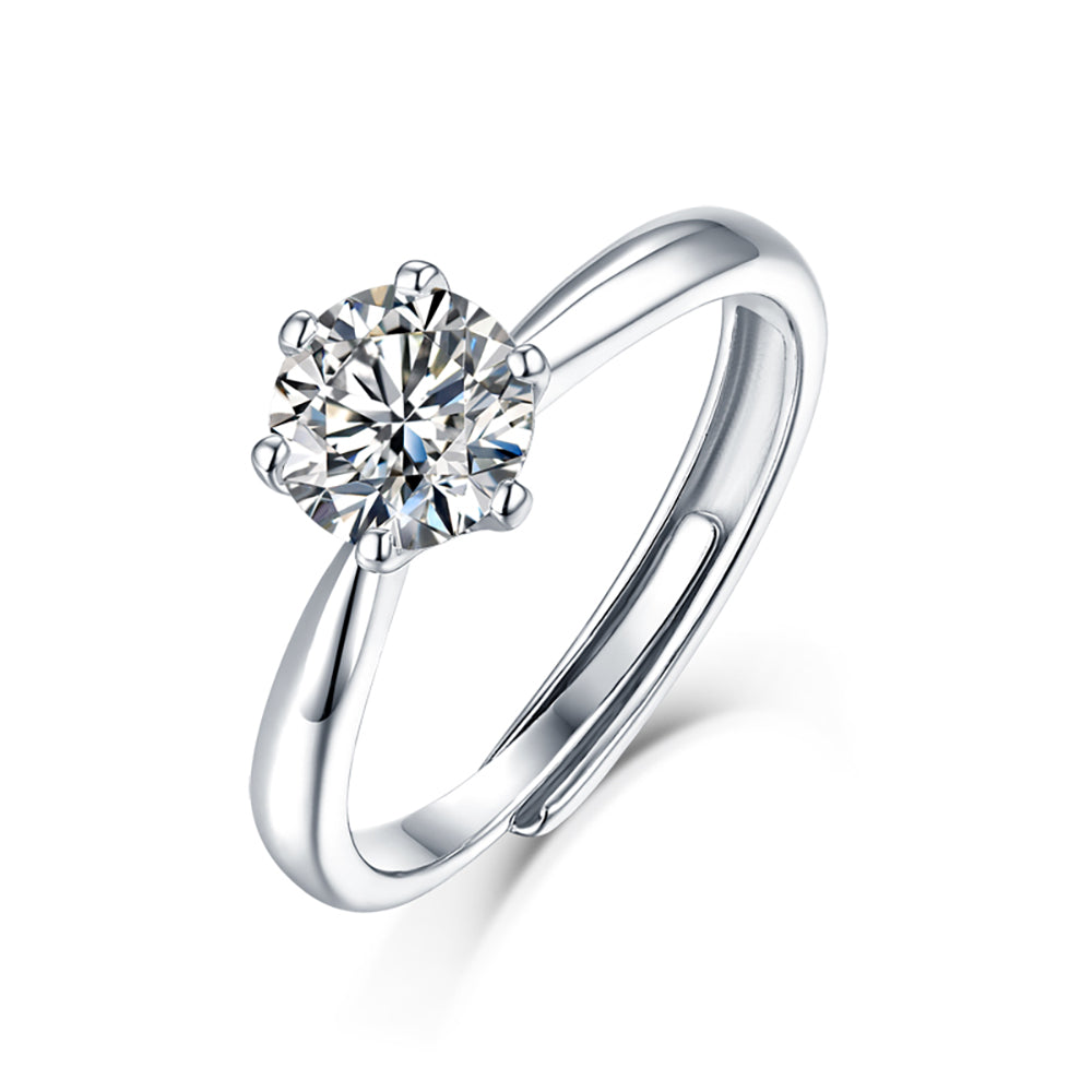 Women's The Perfect 1ct 6.5MM Moissanite Ring for Every Occasion in Stunning Silver Sparkle