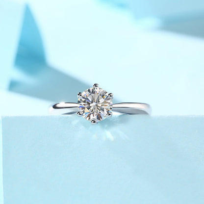 Women's The Perfect 1ct 6.5MM Moissanite Ring for Every Occasion in Stunning Silver Sparkle