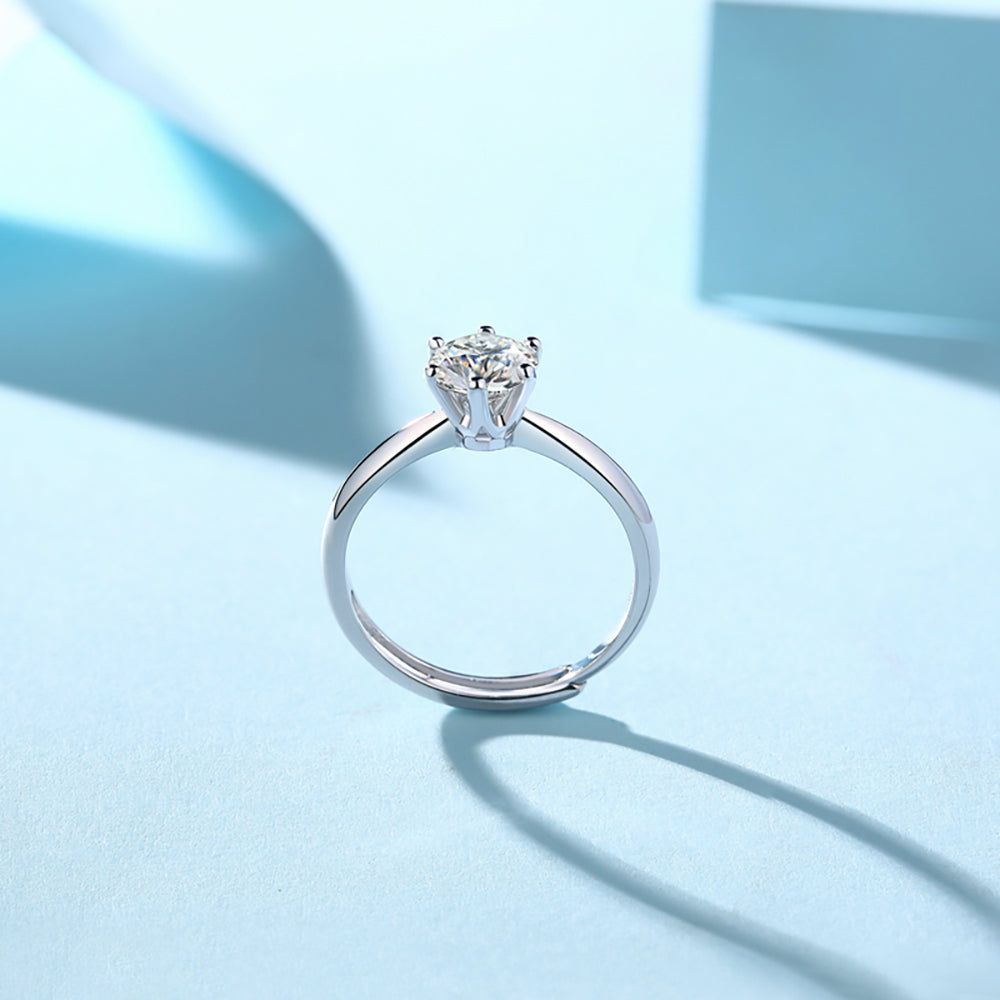 Women's The Perfect 1ct 6.5MM Moissanite Ring for Every Occasion in Stunning Silver Sparkle