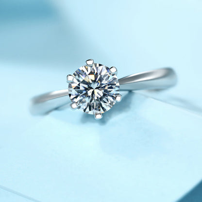 Women's The Perfect 1ct 6.5MM Moissanite Ring for Every Occasion in Stunning Silver Sparkle