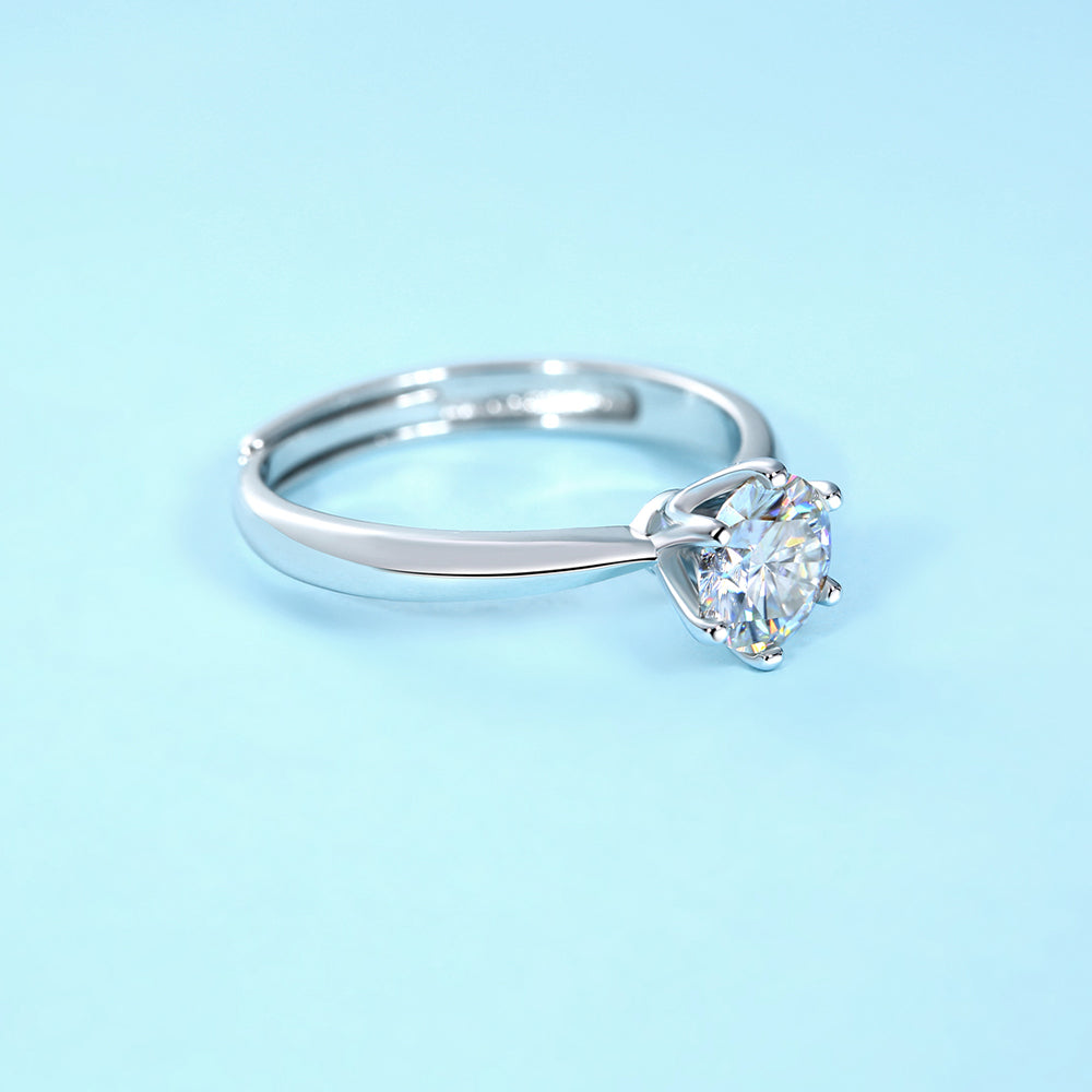 Women's The Perfect 1ct 6.5MM Moissanite Ring for Every Occasion in Stunning Silver Sparkle